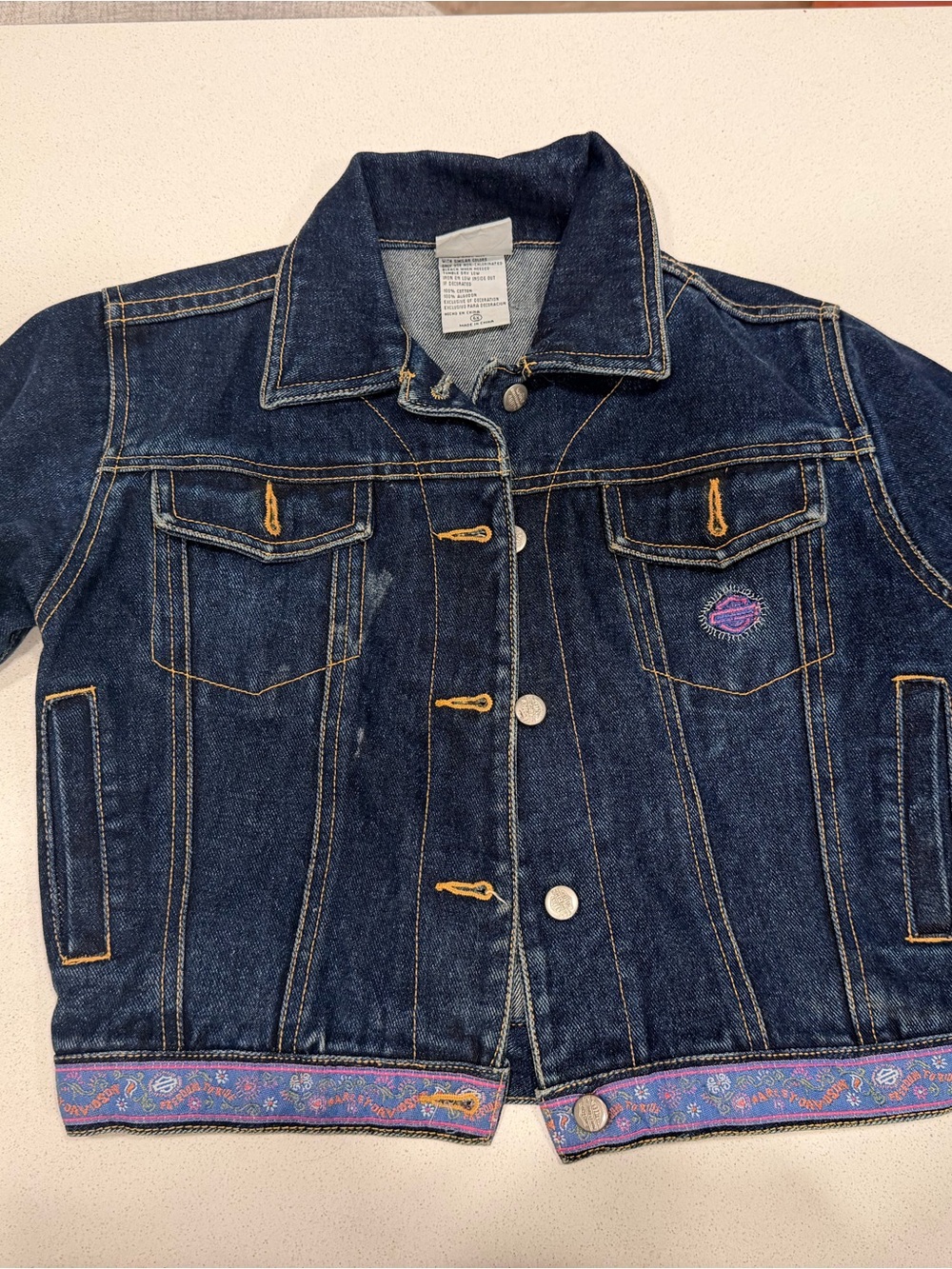 Harley-Davidson Dark Blue Denim Kids Jacket with Purple Accent